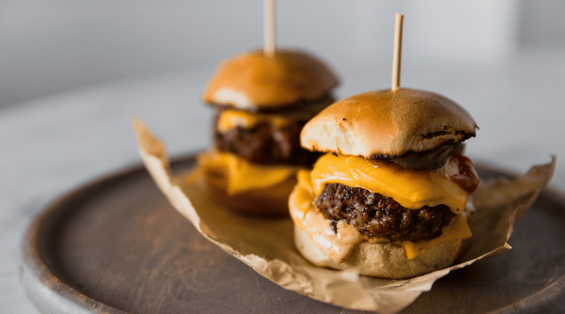 Wagyu Sliders with Caramelized Onions and Cranberry Aioli